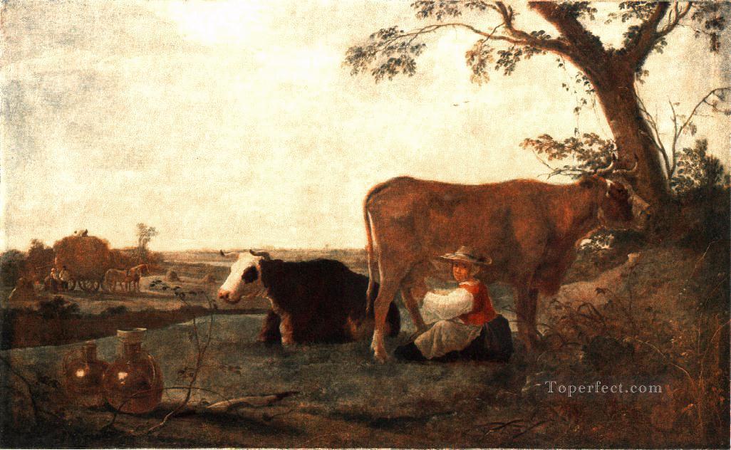 酪農場メイドの田舎の画家 アルバート・カイプ油絵
